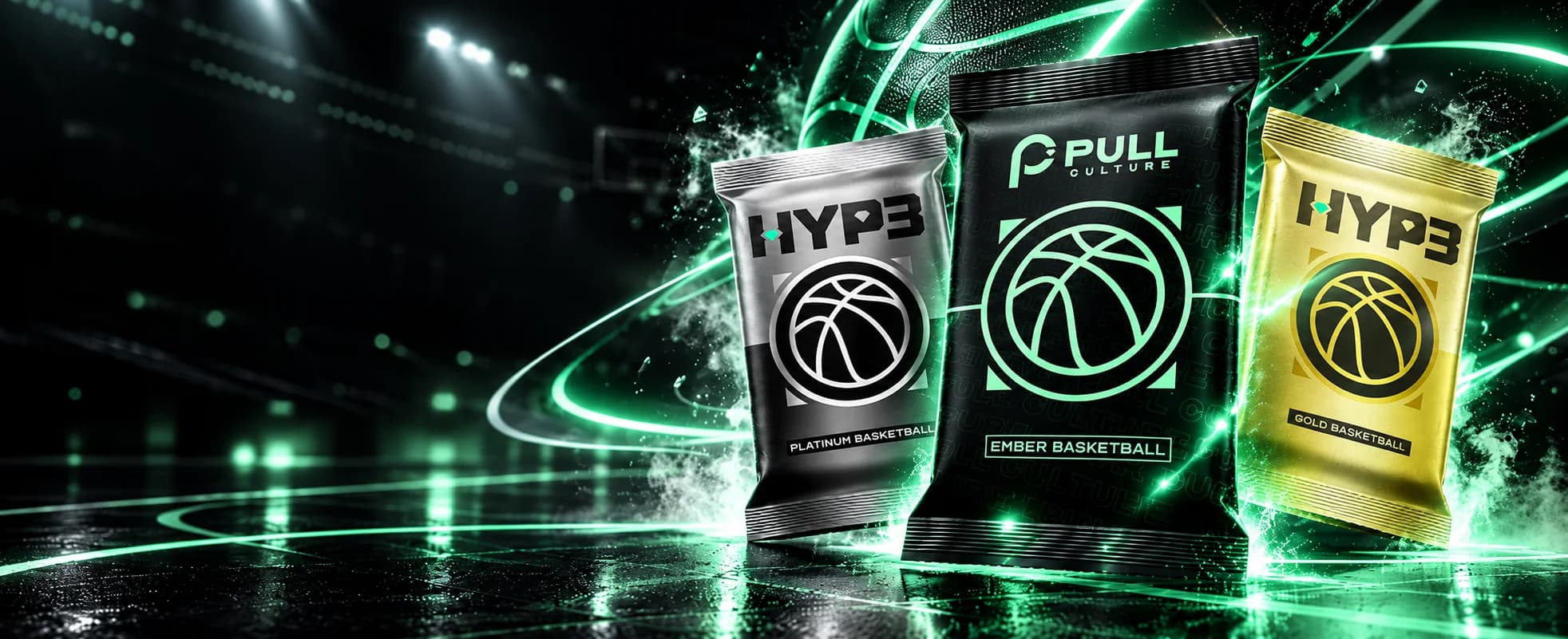 Platinum, Ember and Gold Basketball packs