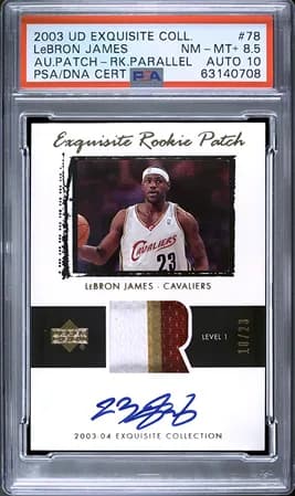 LeBron James 2003 UD Exquisite Collection Rookie Patch Auto /23